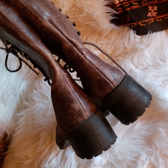 🚫SOLD🚫Vintage Tall Combat Leather Boots Campus 6 - Picture 7 of 9